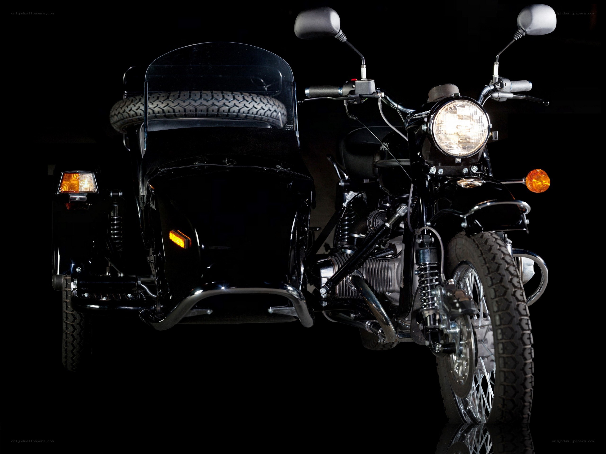 black motorcycle with sidecar