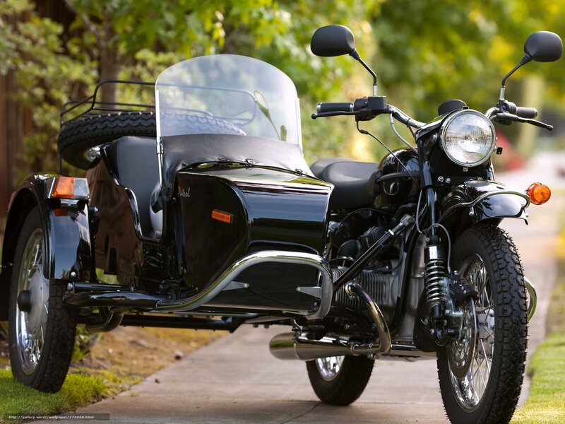 Black motorcycle with sidecar