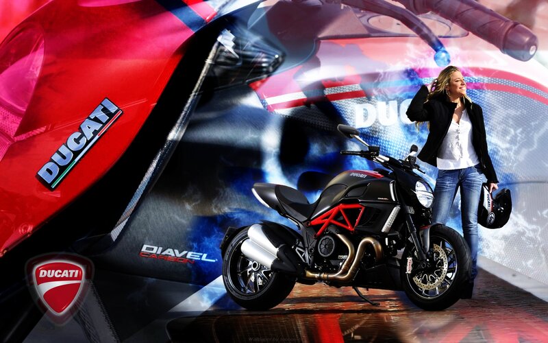 Black Motorcycle with Woman