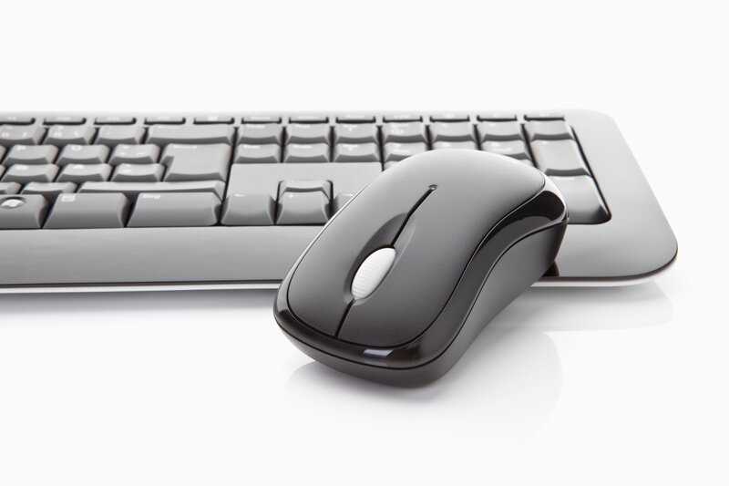 black mouse and keyboard