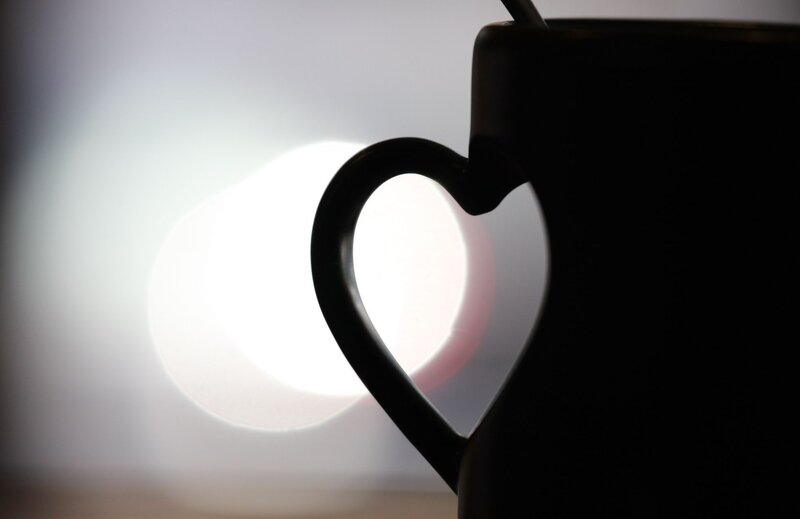 Black Mug with Heart Handle