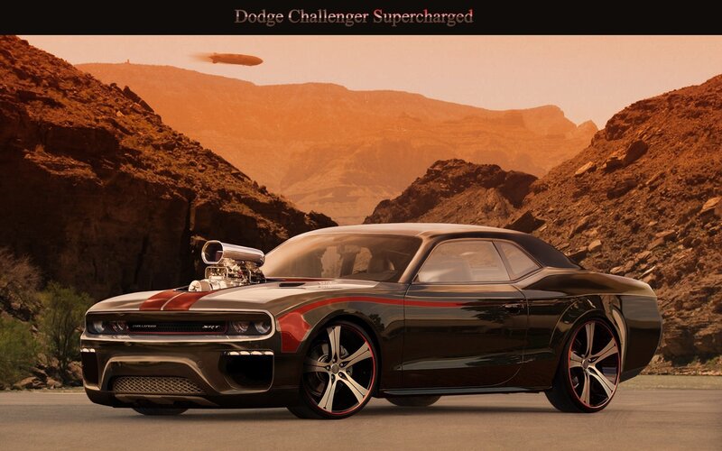 Black Muscle Car — Brown, Dramatic, Sunset, Digital Art, Mountains