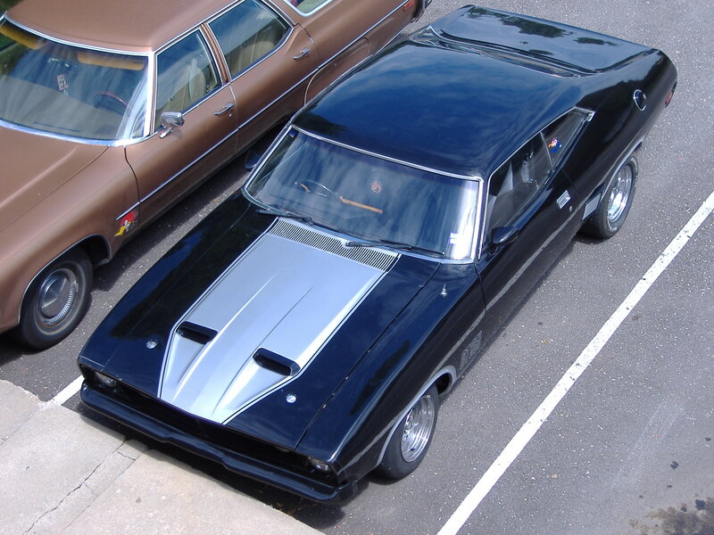 Black Muscle Car — Calm, Afternoon, Photograph, Brown Car