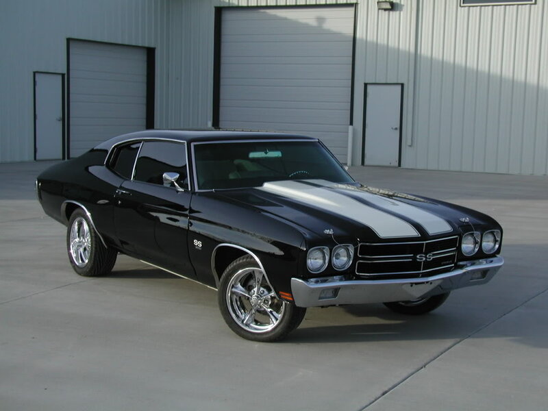 Black Muscle Car — Calm, Afternoon, Photograph, Building, Garage Doors