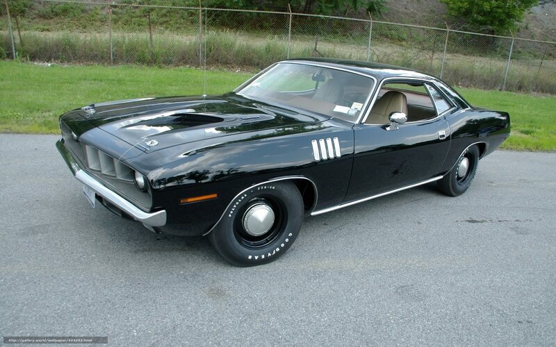 Black Muscle Car — Calm, Afternoon, Photograph, Gravel Parking Lot