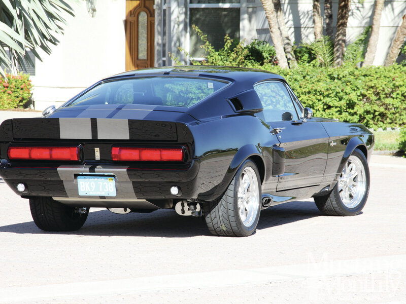 Black Muscle Car — Calm, Afternoon, Photograph, House, Palm Tree