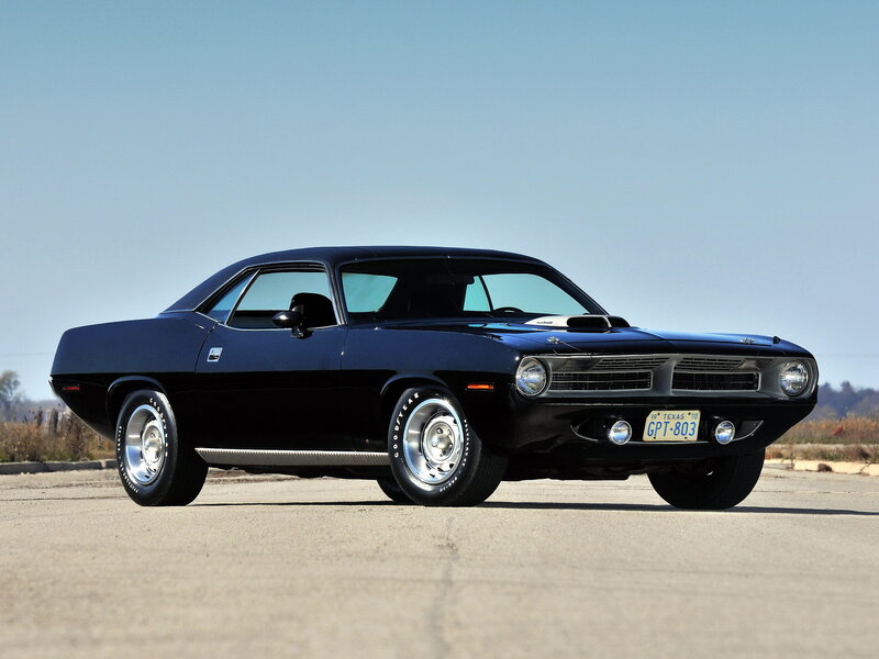 Black Muscle Car — Calm, Afternoon, Photograph, License Plate
