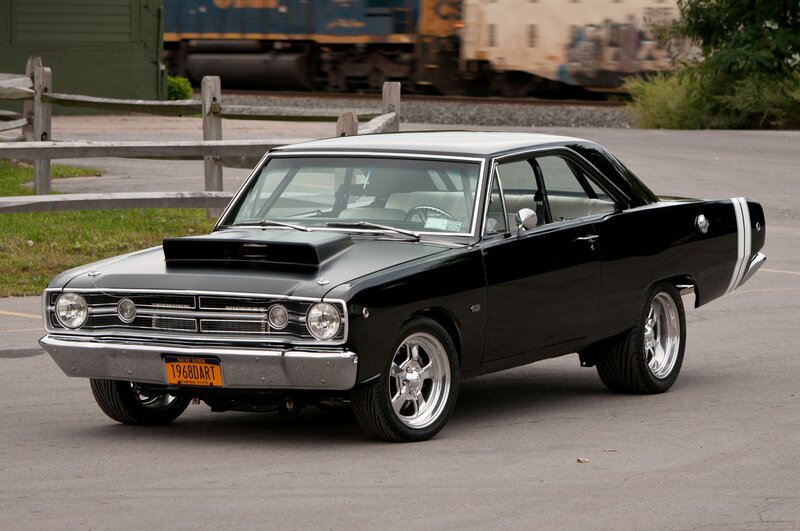 Black Muscle Car — Calm, Afternoon, Photograph, Train