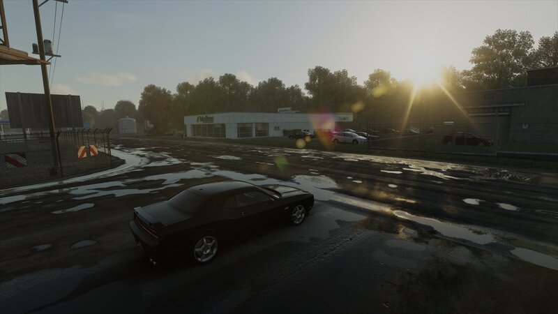 Black Muscle Car — Calm, Sunset, 3d Render