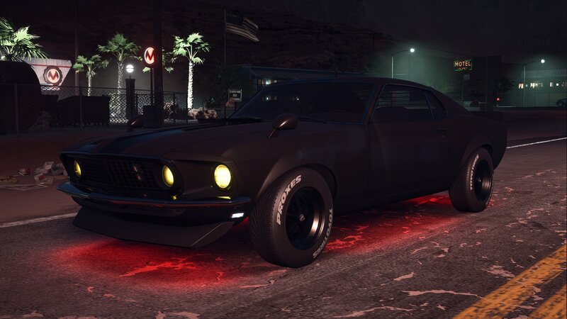 Black Muscle Car — Dark, Night
