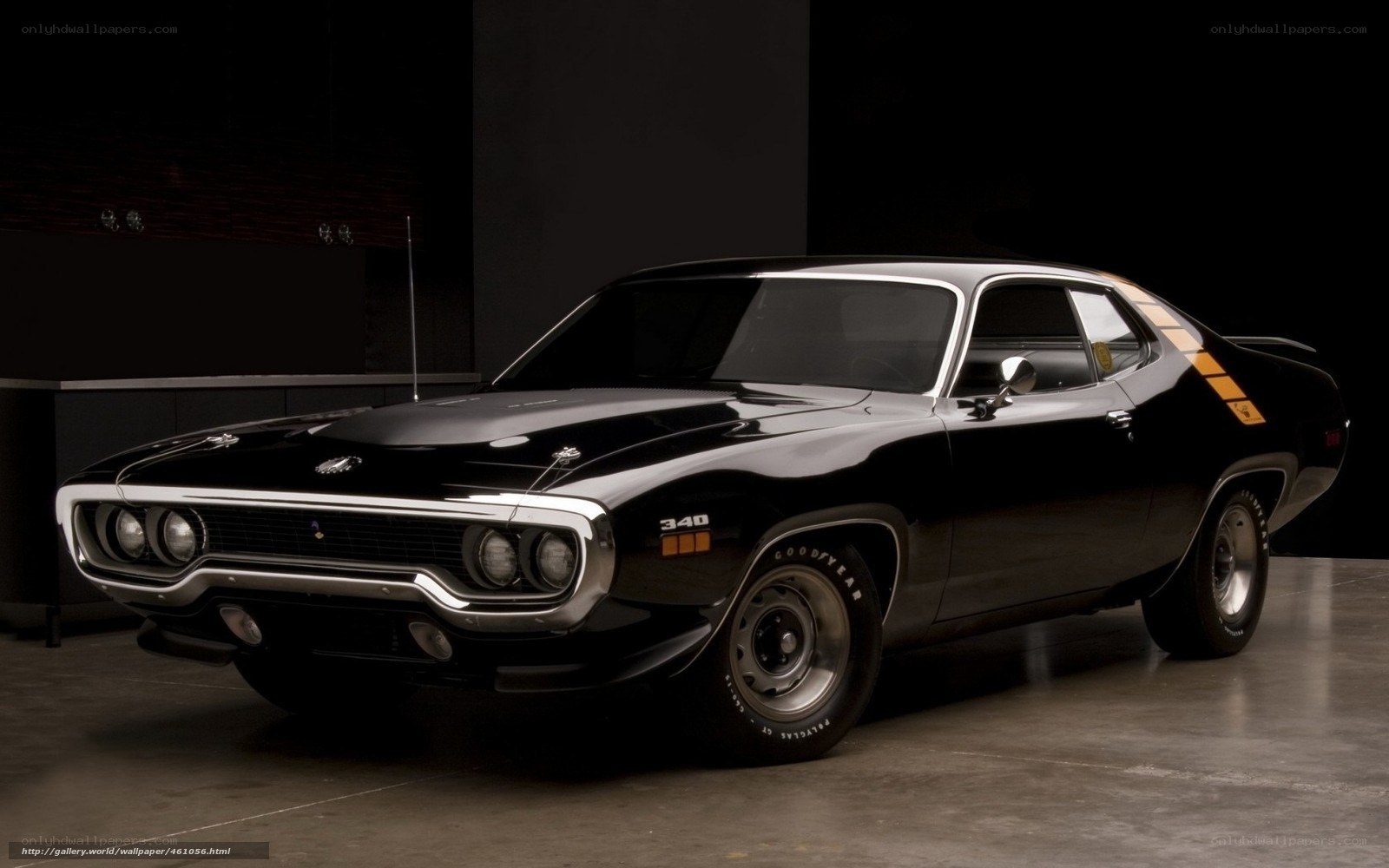 Black muscle car display