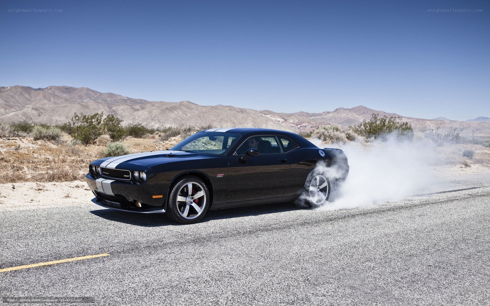Black muscle car doing burnout