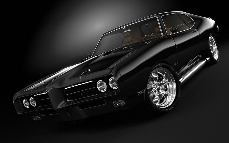 Black Muscle Car — Dramatic, 3d Render, Chrome Wheels, Tinted Windows
