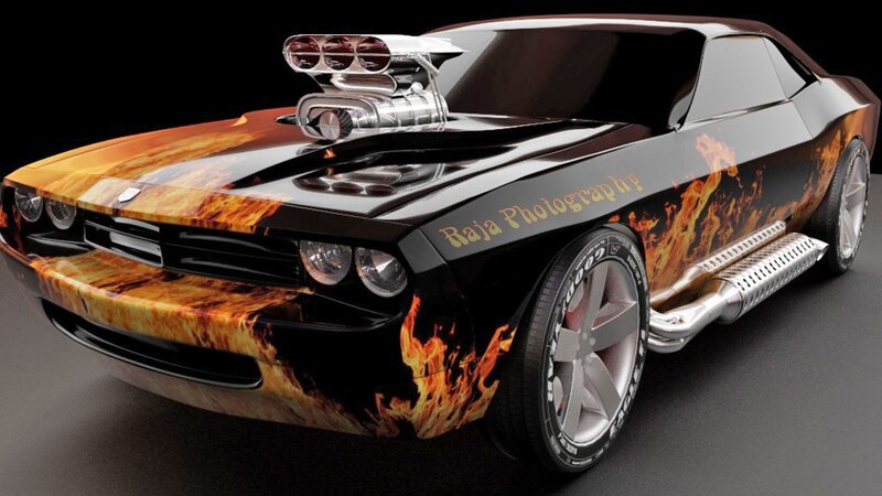 Black Muscle Car — Dramatic, 3d Render