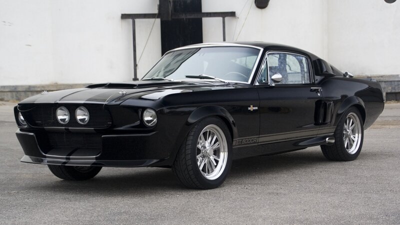 Black Muscle Car — Dramatic, Afternoon, Photograph, Building, Road