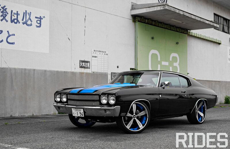 Black Muscle Car — Dramatic, Afternoon, Photograph, Building, Wall