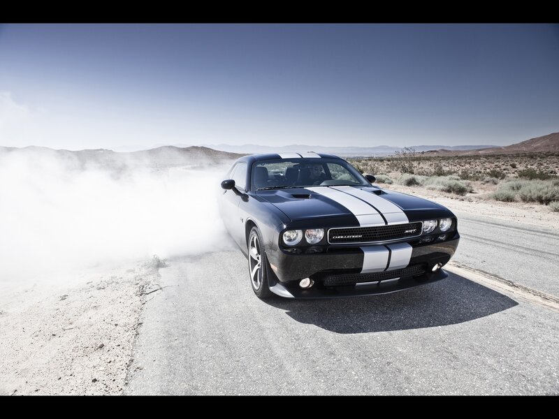 Black Muscle Car — Dramatic, Afternoon, Photograph, Dust Cloud