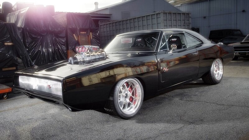 Black Muscle Car — Dramatic, Afternoon, Photograph, Engine, Wheels