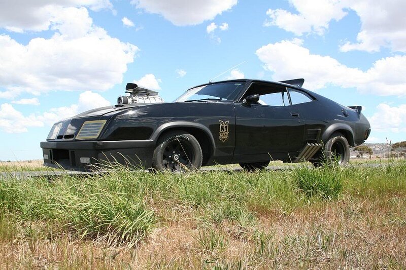 Black Muscle Car — Dramatic, Afternoon, Photograph, Grass, Sky