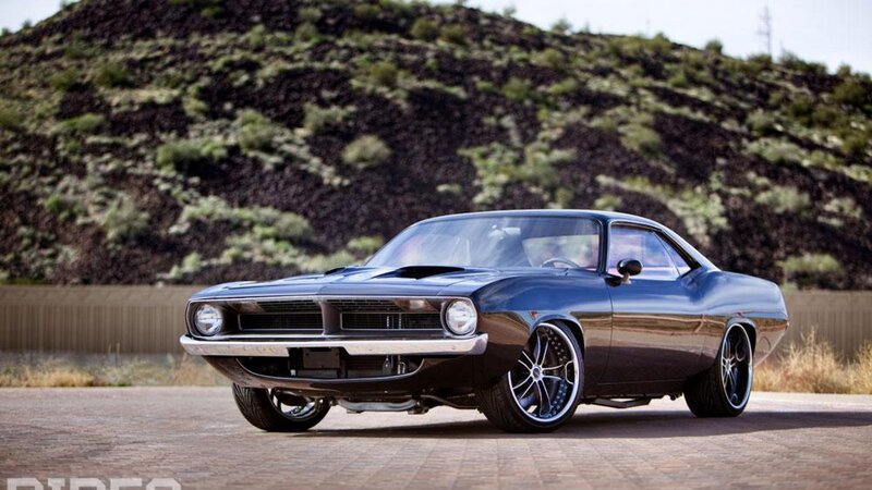 Black Muscle Car — Dramatic, Afternoon, Photograph, Hill, Road