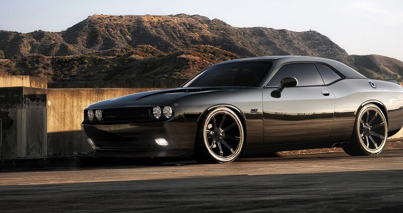 Black Muscle Car — Dramatic, Afternoon, Photograph, Mountain