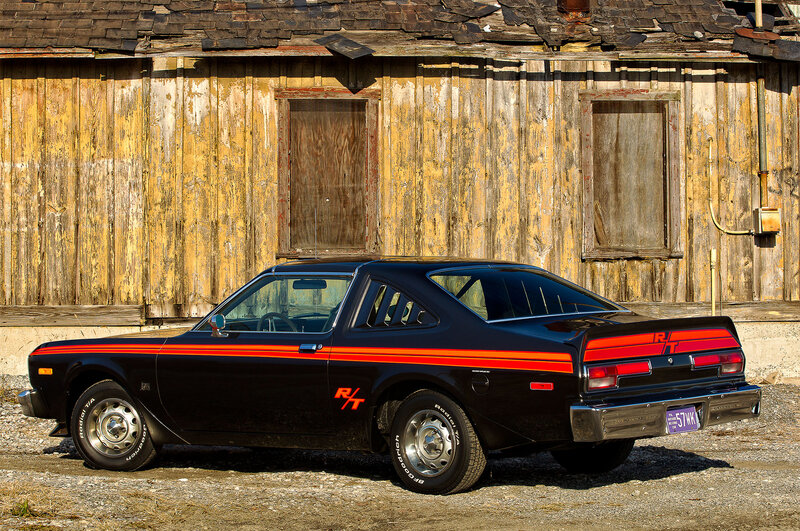 Black Muscle Car — Dramatic, Afternoon, Photograph, Old Wooden Building