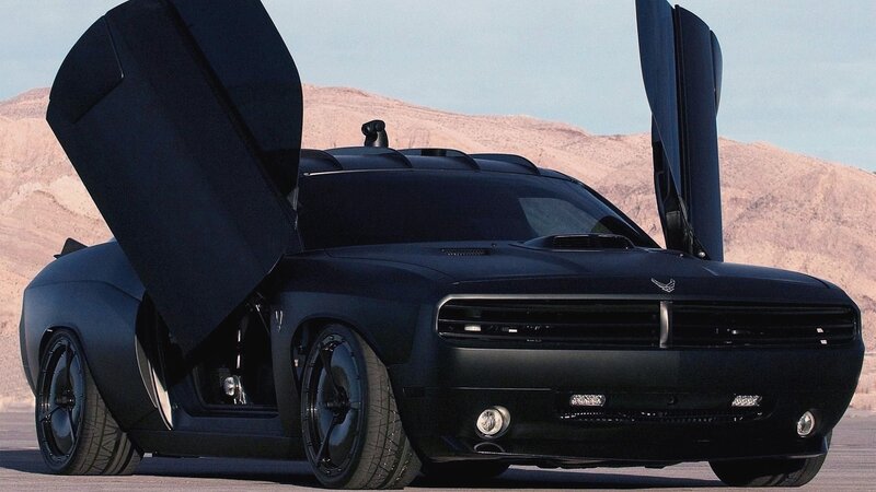 Black Muscle Car — Dramatic, Afternoon, Photograph, Open Doors