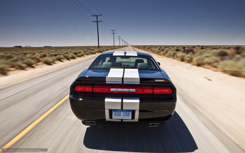 Black Muscle Car — Dramatic, Afternoon, Photograph, Road, Desert, Power Lines