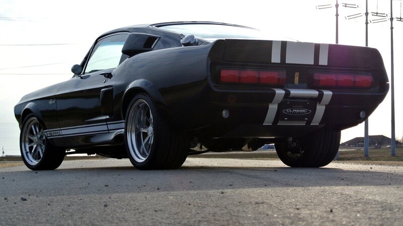 Black Muscle Car — Dramatic, Afternoon, Photograph, Stripes, Wheels