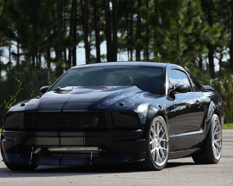 Black Muscle Car — Dramatic, Afternoon, Photograph, Trees, Silver Wheels