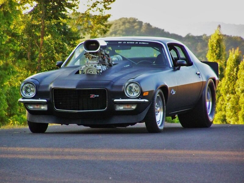 Black Muscle Car — Dramatic, Afternoon