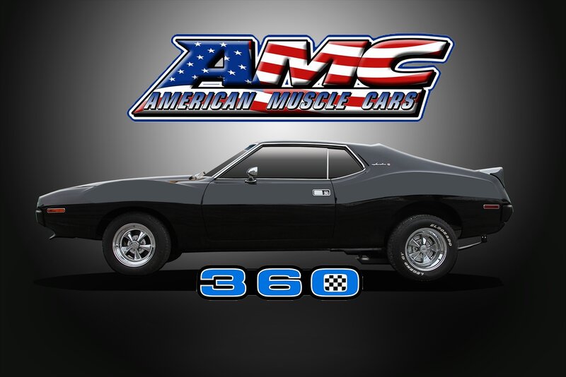 Black Muscle Car — Dramatic, Digital Art, Amc Logo