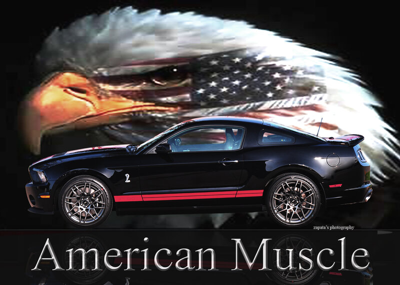 Black Muscle Car — Dramatic, Digital Art, Eagle