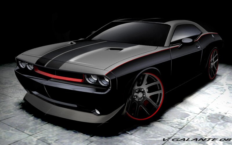 Black Muscle Car — Dramatic, Digital Art, Stripes