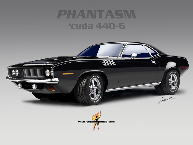 Black Muscle Car — Dramatic, Digital Art, Text