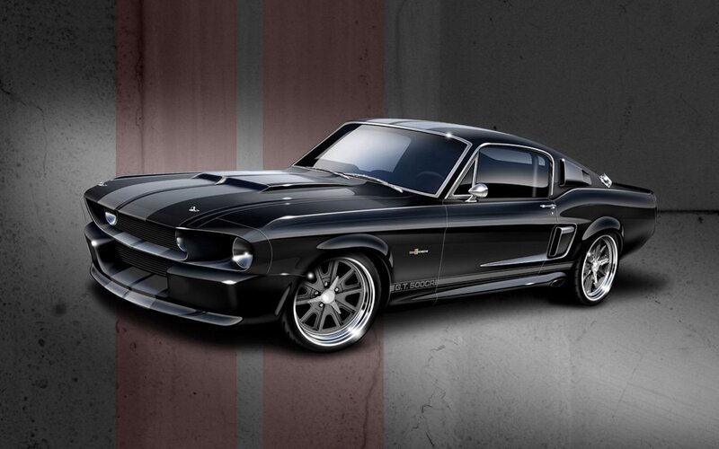 Black Muscle Car — Dramatic, Digital Art, Wall