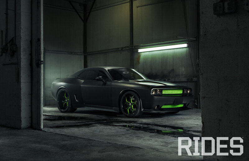 Black Muscle Car — Dramatic, Night, Photograph, Garage