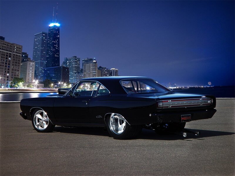 Black Muscle Car — Dramatic, Night