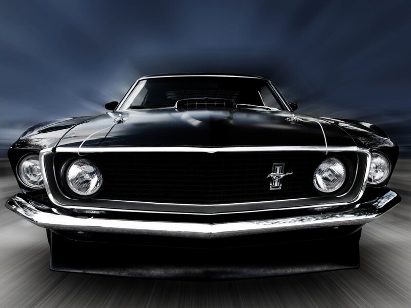 Black Muscle Car — Dramatic, Photograph, Car Grille