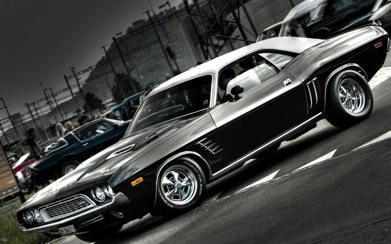 Black Muscle Car — Dramatic, Photograph, Car Show