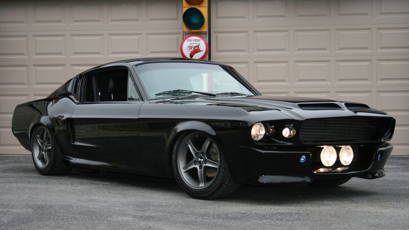 Black Muscle Car — Dramatic, Photograph, Garage Door