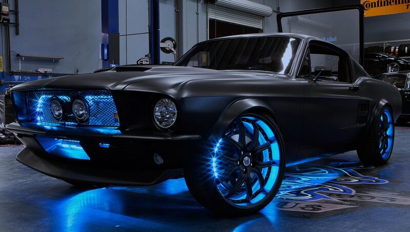 Black Muscle Car — Dramatic, Photograph, Garage