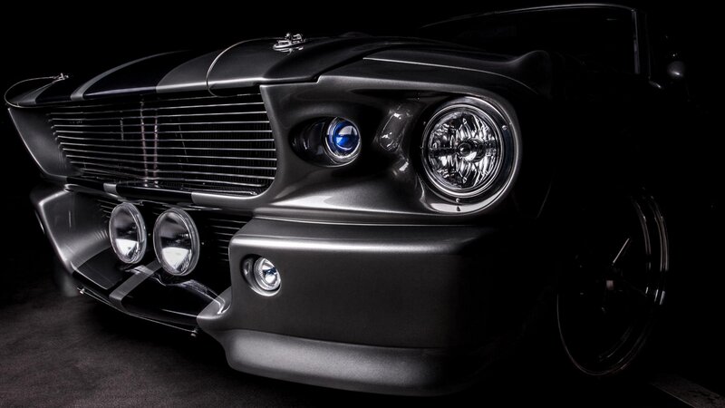 Black Muscle Car — Dramatic, Photograph, Grille, Headlights