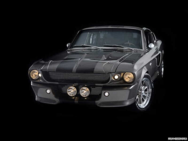 Black Muscle Car — Dramatic, Photograph, Headlights, Stripes