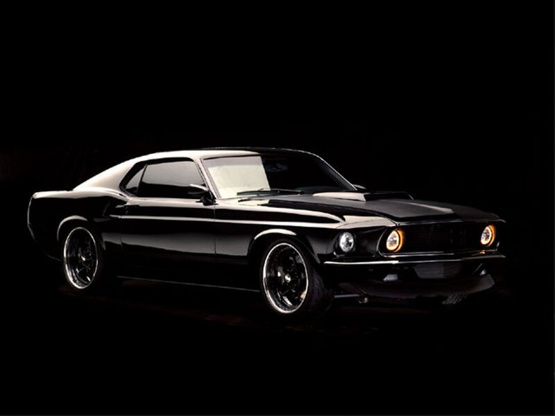Black Muscle Car — Dramatic, Photograph, Headlights, Wheels