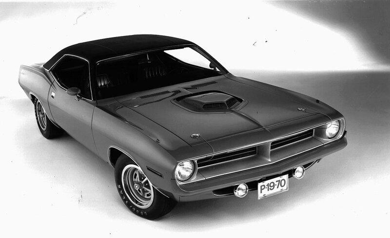 Black Muscle Car — Dramatic, Photograph, Hood Scoop, License Plate