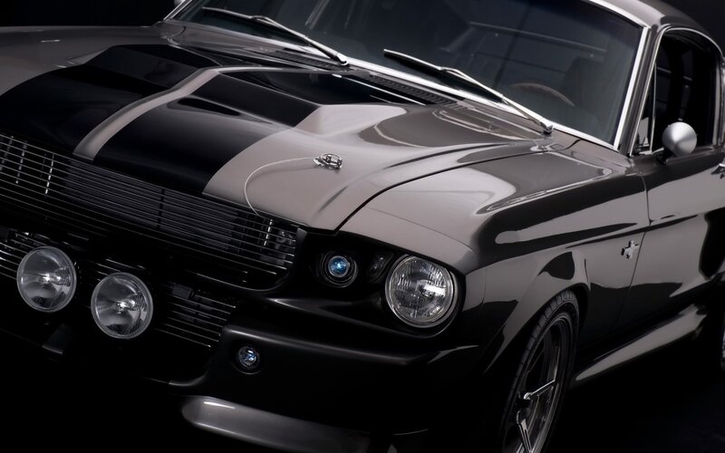 Black Muscle Car — Dramatic, Photograph, Hood