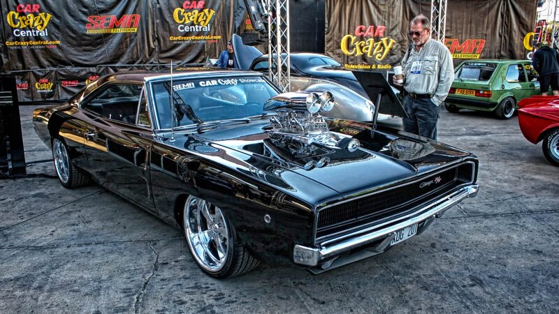 Black Muscle Car — Dramatic, Photograph, Man, Car Show