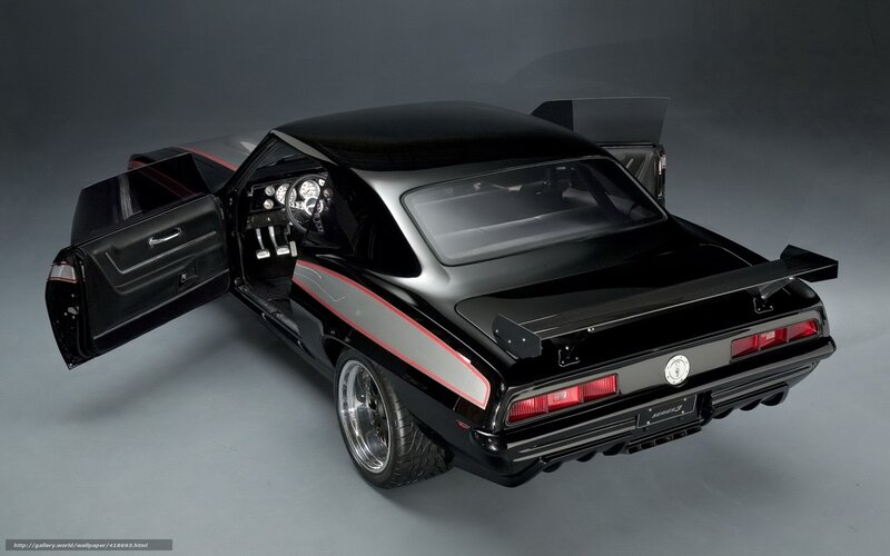 Black Muscle Car — Dramatic, Photograph, Open Door