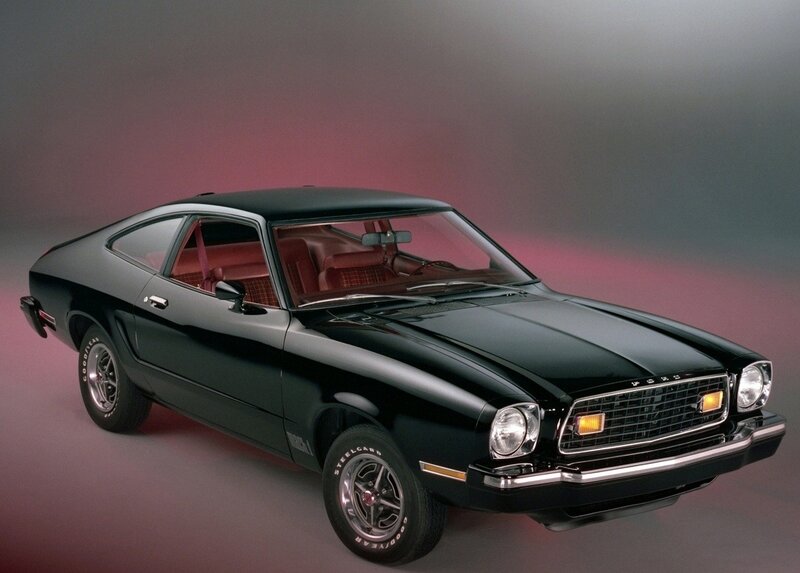 Black Muscle Car — Dramatic, Photograph, Red Interior, Chrome Grille